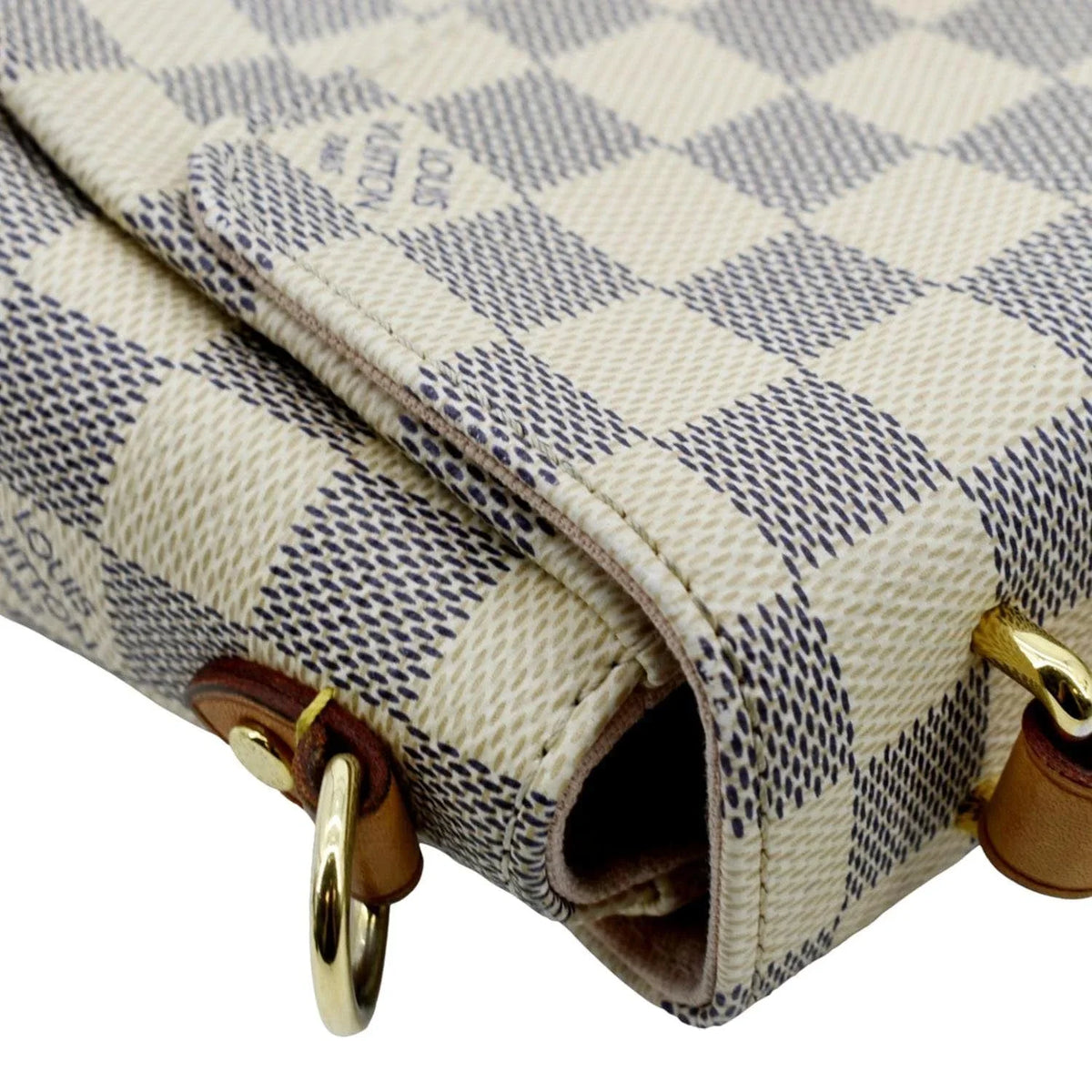 Pre-owned LOUIS VUITTON Croisette Damier Azur Satchel Crossbody Bag White