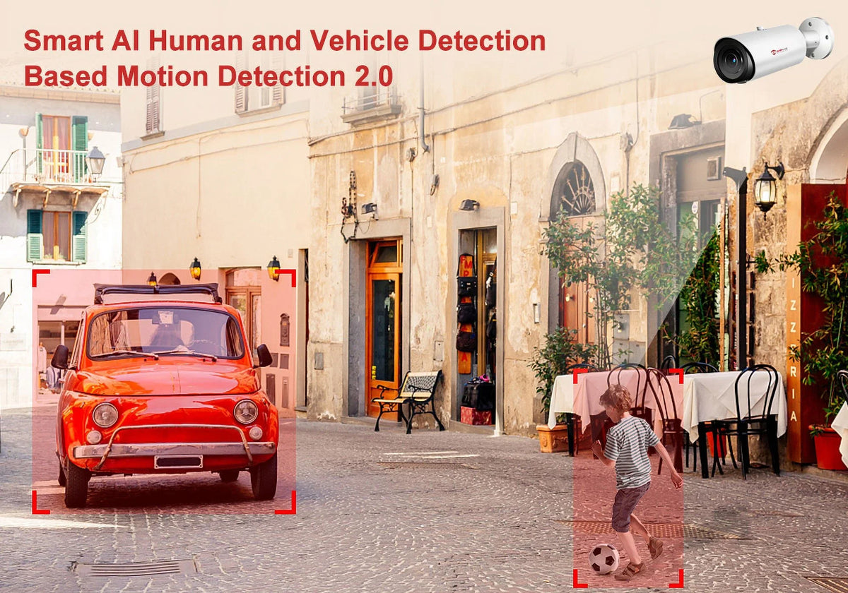 ANPVIZ 5MP Bullet Camera 4X Zoom Camera Support Human Vehicle Detection 30M IR Distance Built in Mic H.265 IP66