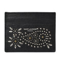 Pre-Owned Saint Laurent / Card Case YSL SAINT LAURENT Paisley Pattern Studs Leather Dark 375949 (Like New)