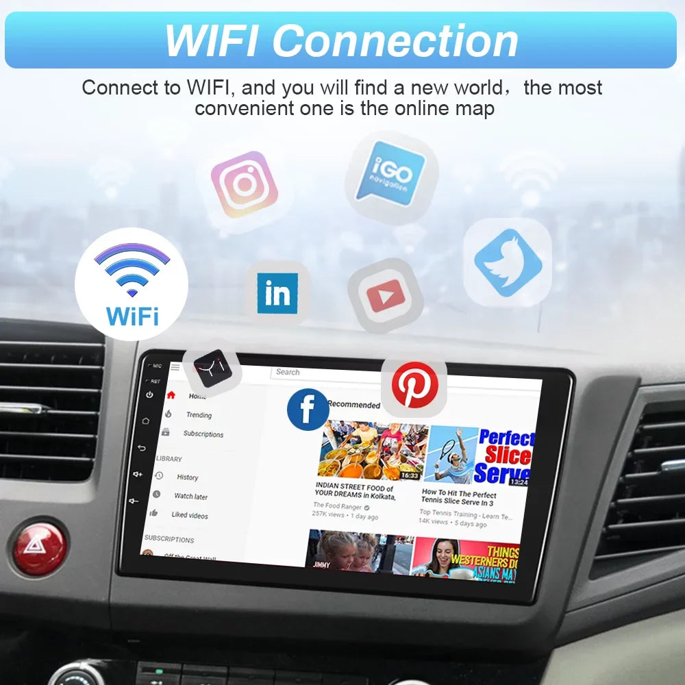 Podofo for Honda Civic 2012 2013 2014 2015 Car Stereo Radio 9'' Touch Screen Android 12 Car Player FM Bluetooth Mirror Link Wifi Gps Usb, with Backup Camera