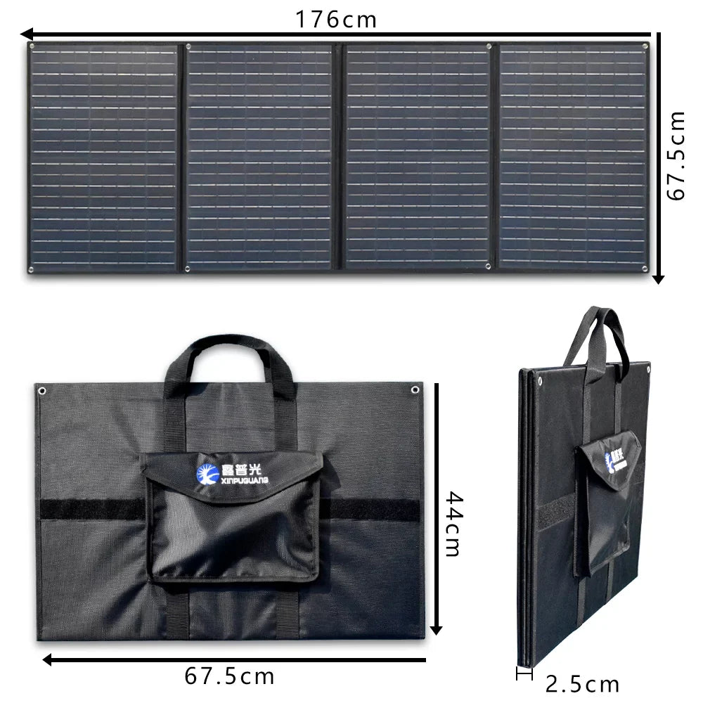 XINPUGUANG 200w 12v Foldable Solar Panel Kit 4 x 50 watt Solar Charger 20A Charge Controller for Camping, Hiking, 12 volt Outdoor Leisure Battery Power Generator Station Ebony