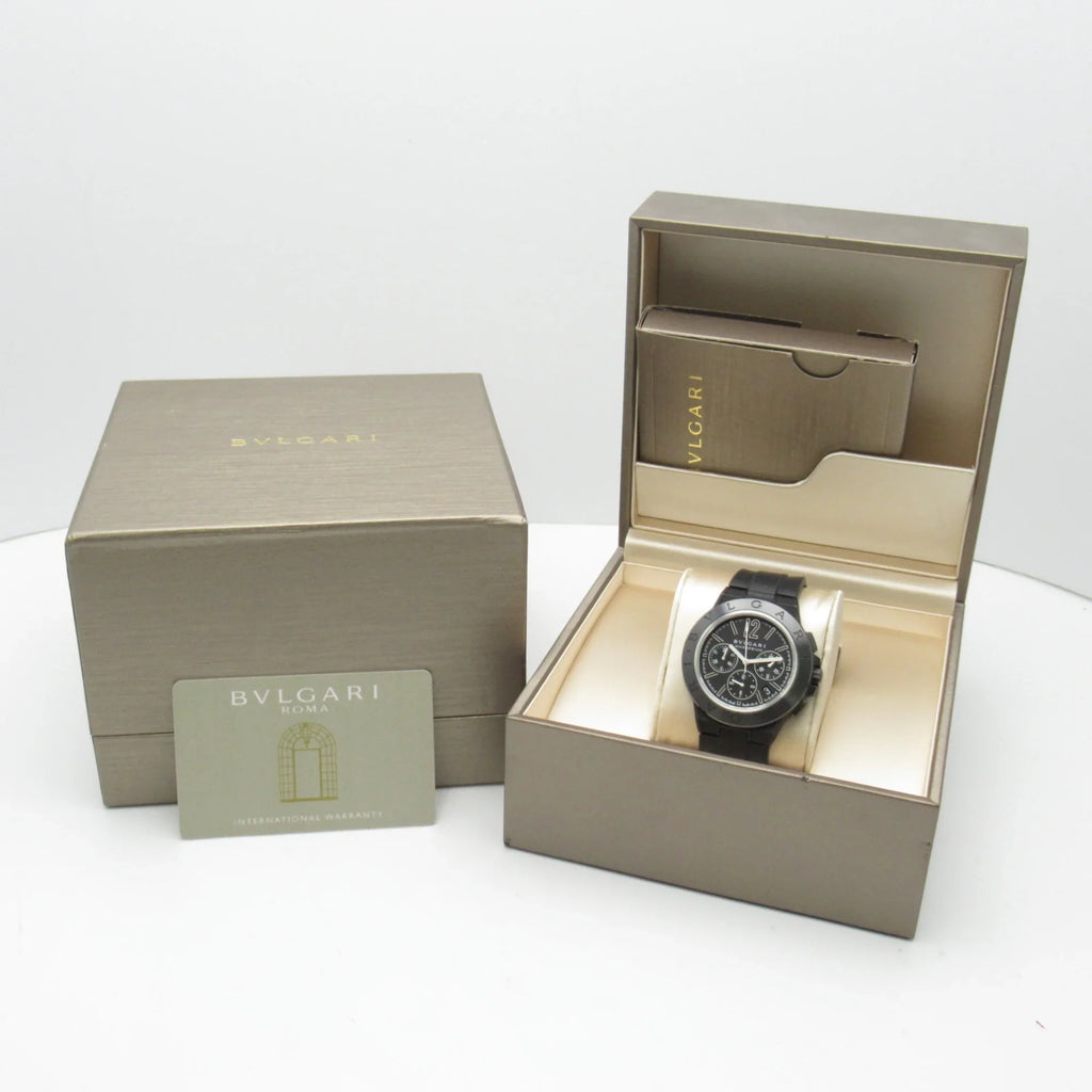 Pre-Owned BVARI Diagono Magnesium Chrono Wrist Watch watch Wrist Watch DG42SMCCH Mechanical Automatic Jet Rubber belt mag DG42SMCCH (Good)