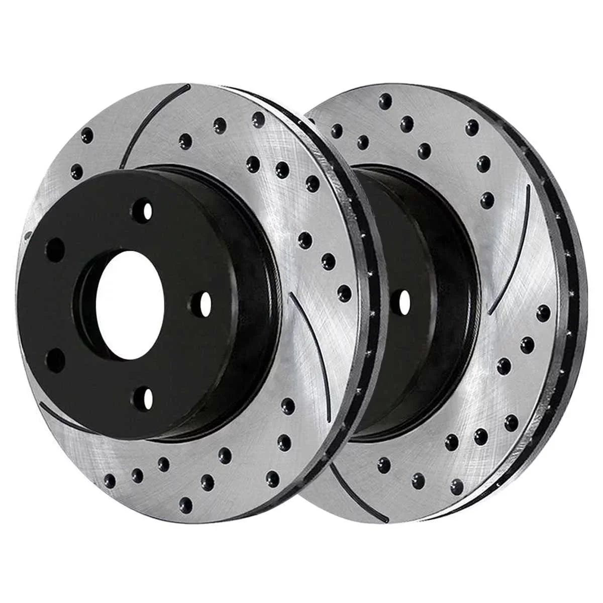 AutoShack Front Drilled Slotted Brake Rotors Dark Pair of 2 Driver and Passenger Side Replacement for 2007-2010 2011 2012 Dodge Caliber 2008-2017 Mitsubishi Lancer 1.8L 2.0L 2.4L AWD FWD PR63039LR