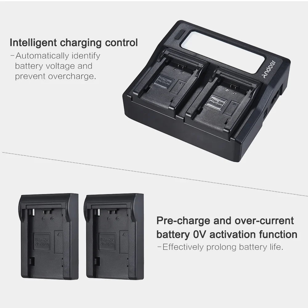 Andoer NP-FZ100 Dual Channel LCD Camera Battery Replacement for A7III A9 A7RIII A7SIII