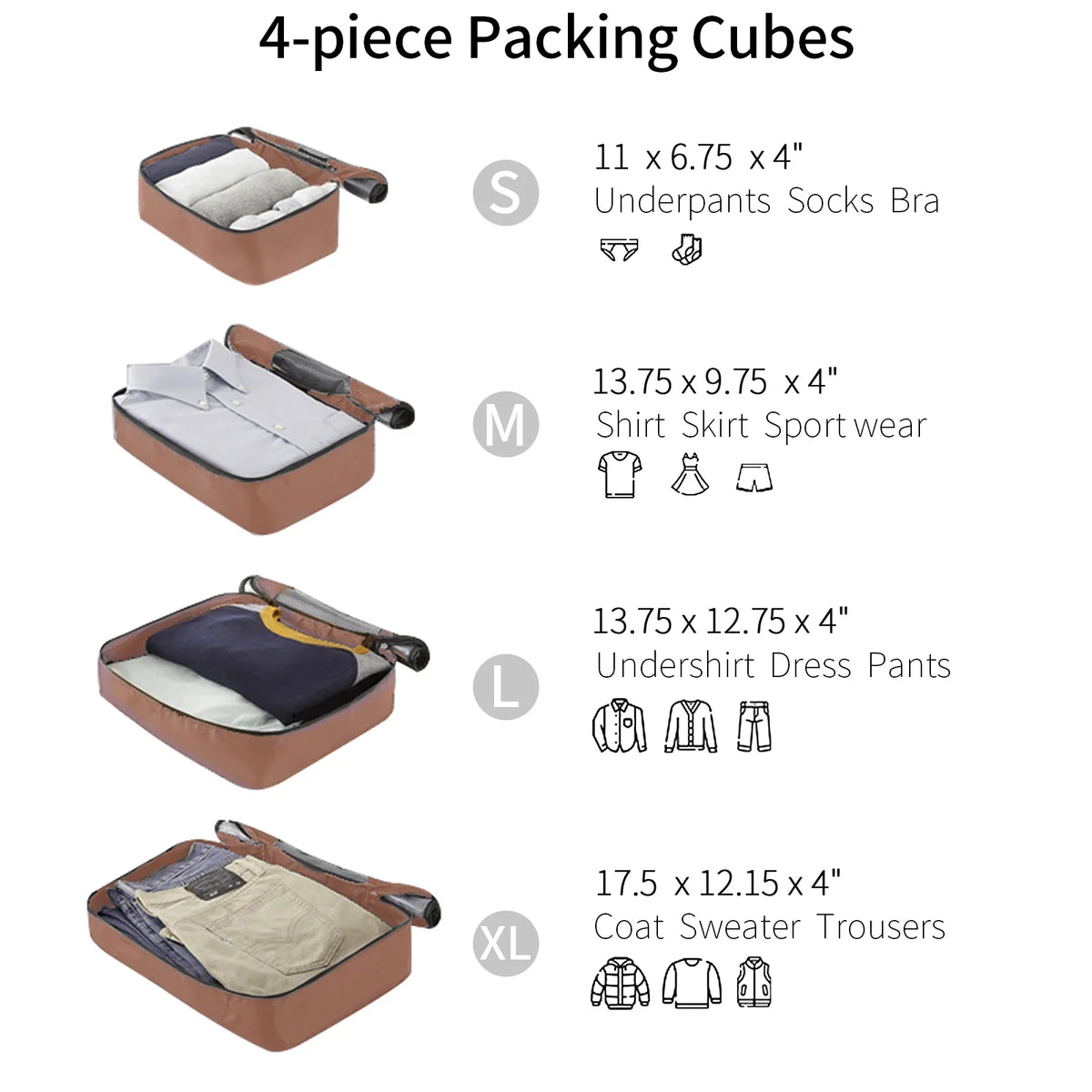 4 Piece Luggage Set Suitcase Set, ABS Hard Shell Mass Expandable Travel Luggage with 4 Packing Cubes, TSA Lock, Suitcases With Spinner Wheels for Men Women 16''20''24''28''