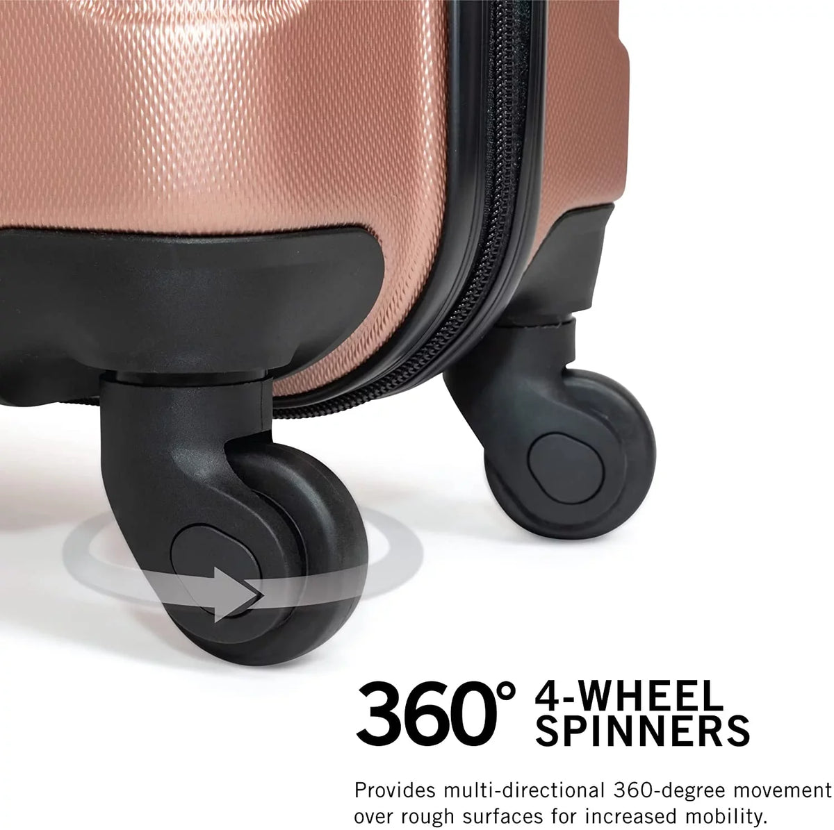 Kenneth Cole REACTION Out Of Bounds Mass Durable Hardshell 4-Wheel Spinner Cabin Size Travel Suitcase, Rose Gold, 24-Inch Checked
