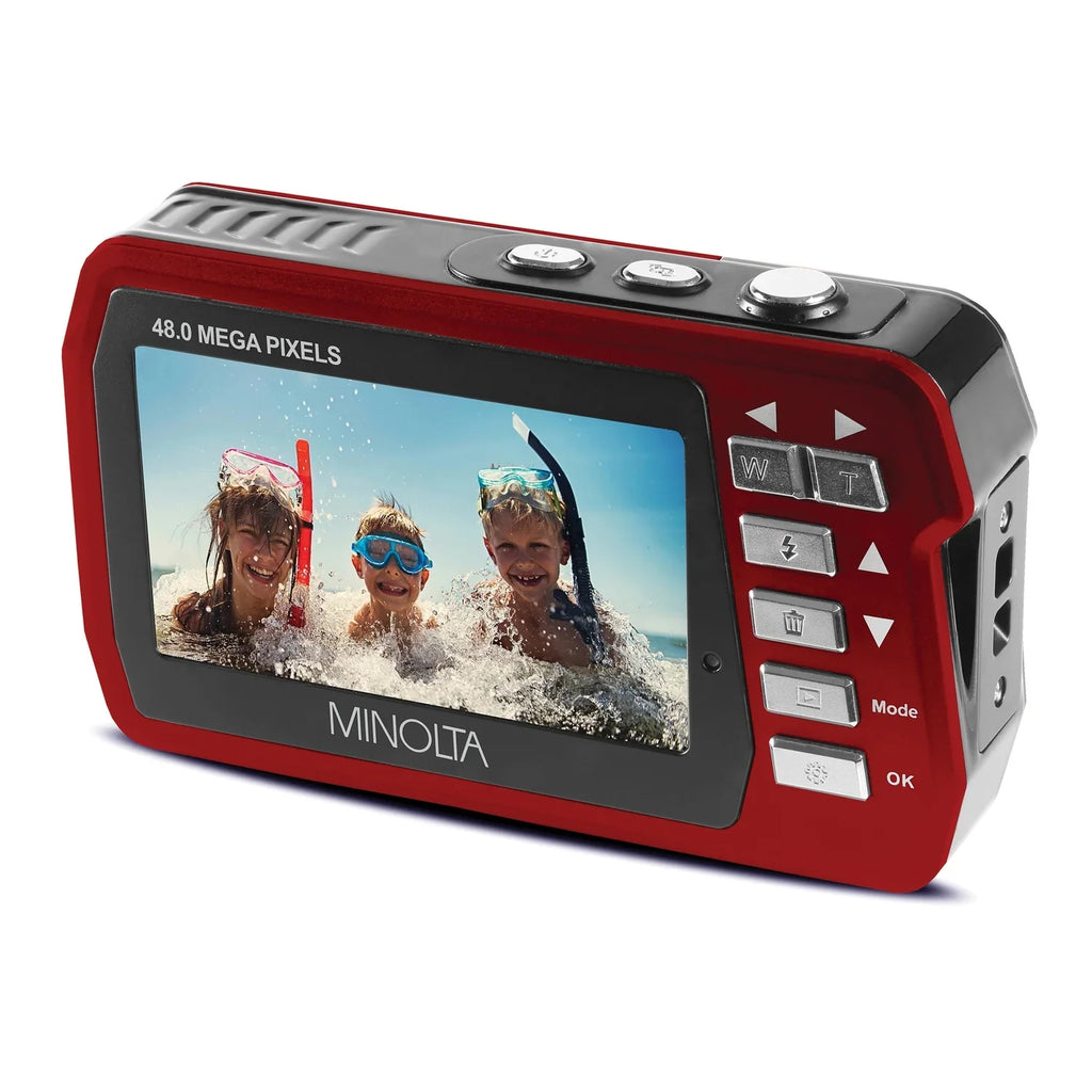 Minolta 48 MP Waterproof Digital Camera, Red