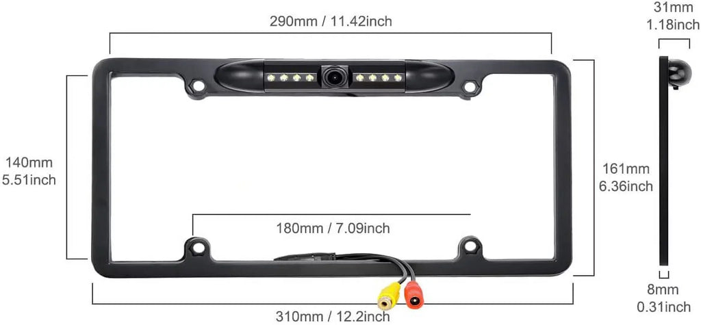 Backup Camera Rearview License Plate Frame for ALPINE X308U Dark
