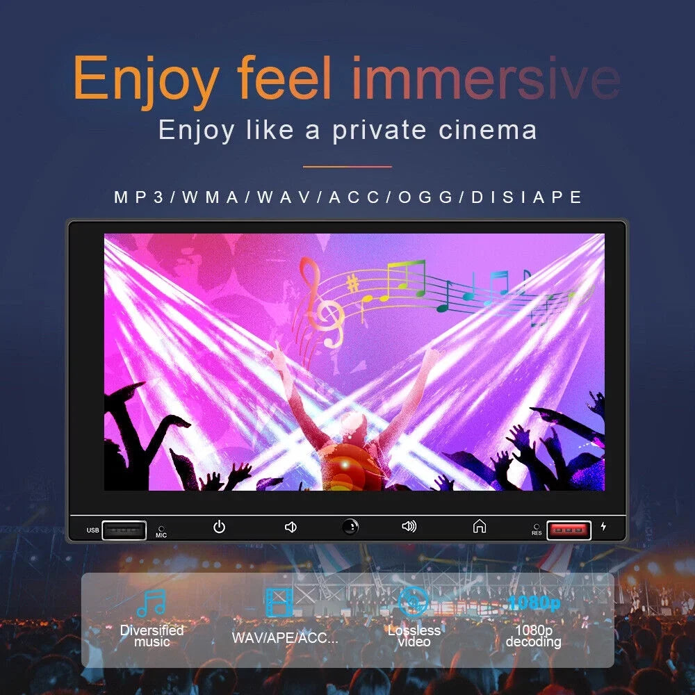 Onemayship 7" HD Screen Carplay & Android Auto MP5 Player Wired Mirror Link Bluetooth AUX Fast Charge - Car Stereo System