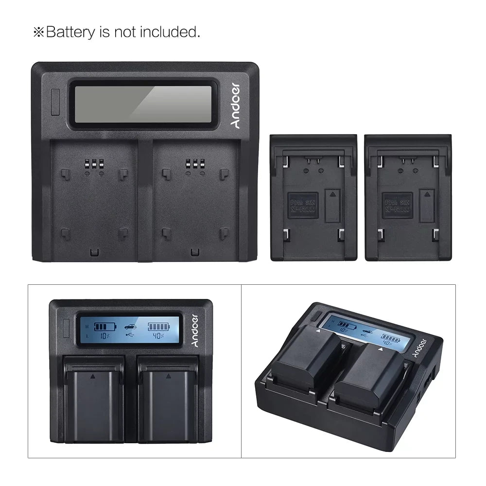 Andoer NP-FZ100 Dual Channel LCD Camera Battery Replacement for A7III A9 A7RIII A7SIII