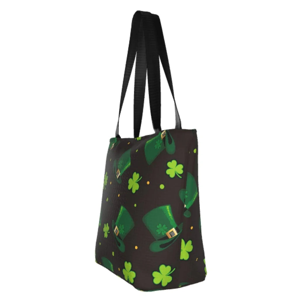 Easygdp St. Patrick's Day8 Stylish Canvas Handbag Shoulder Tote Bag, Shopping Bag with Zip, Suitable for Buying Groceries, Office, Fitness