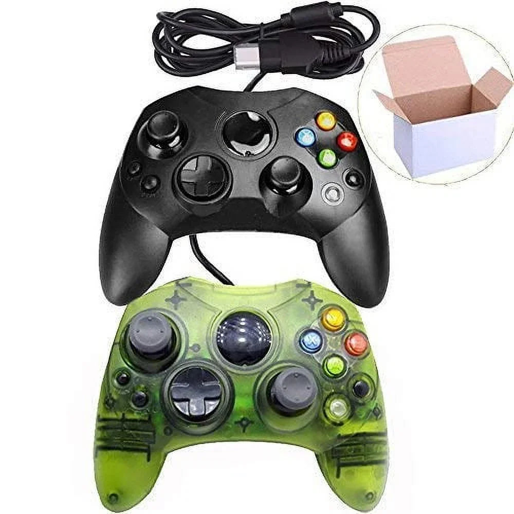 Lot Of 2 Wired Controller S Type Jet And Clear Green For Xbox Original