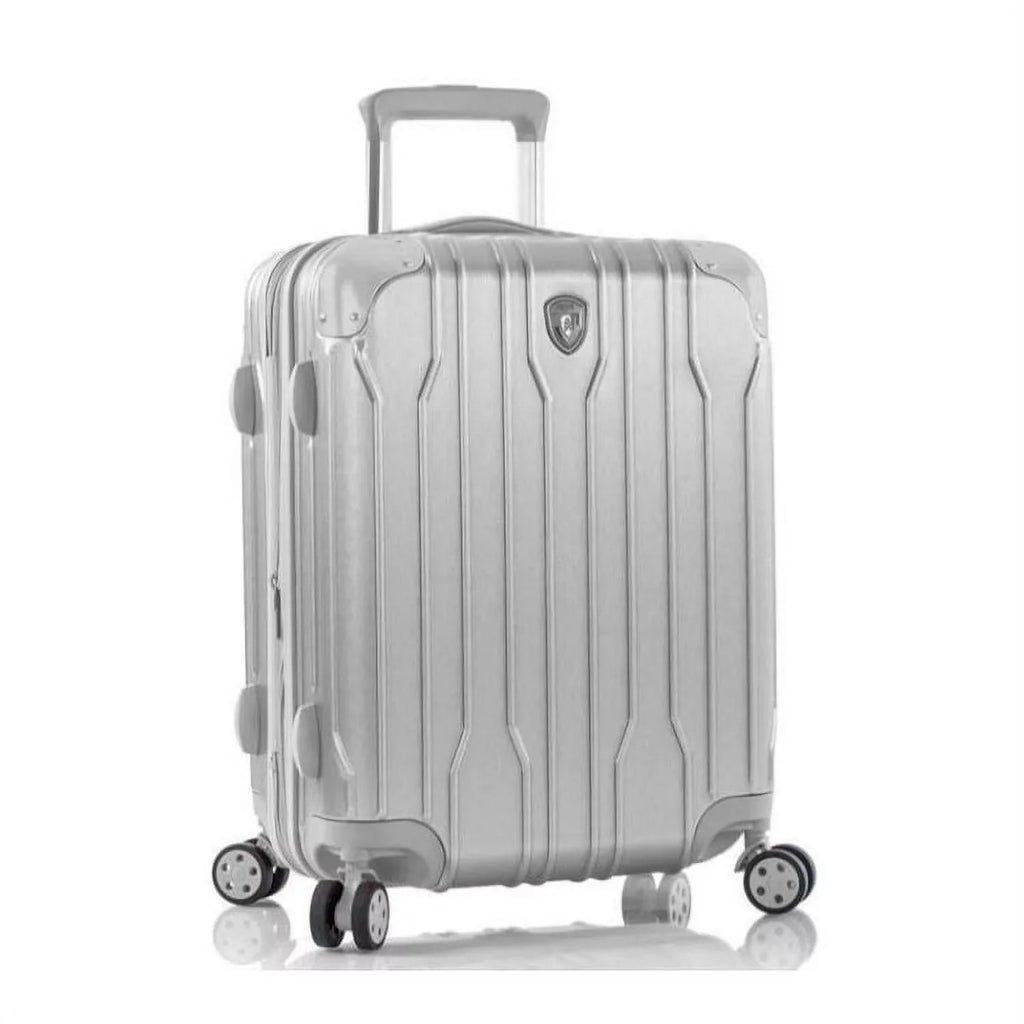 Heys Xtrak 21-Inch Load TSA Combination Lock, Expandable, Telescopic Handle System Carry-On Luggage with Spinner Wheels Silver
