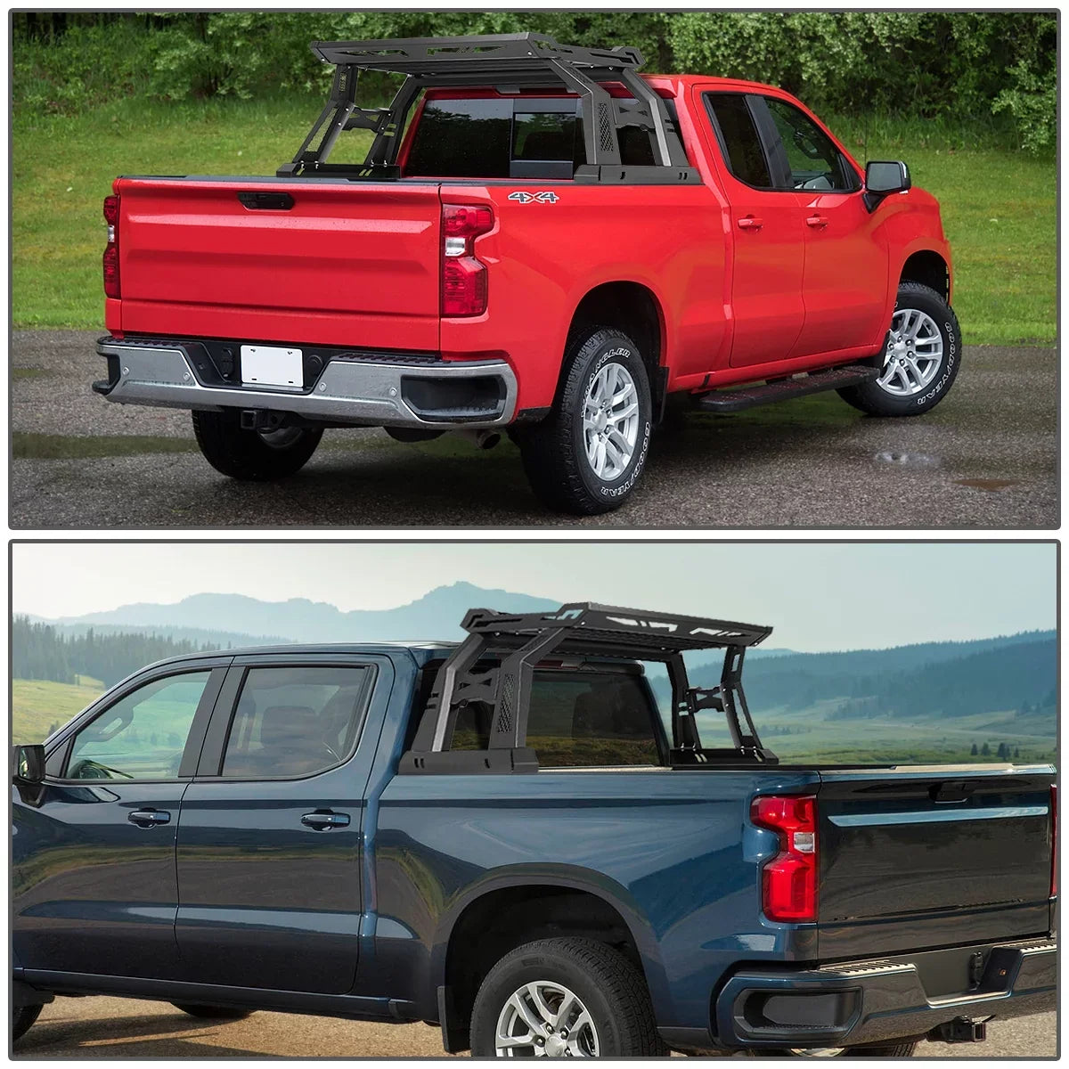 DNA Motoring TCRB-007 For 2007 to 2018 Tundra Square Style Offroad Truck Bed Roll Bar+Cargo Box 08 09 10 11 12 13 14 15 16 17