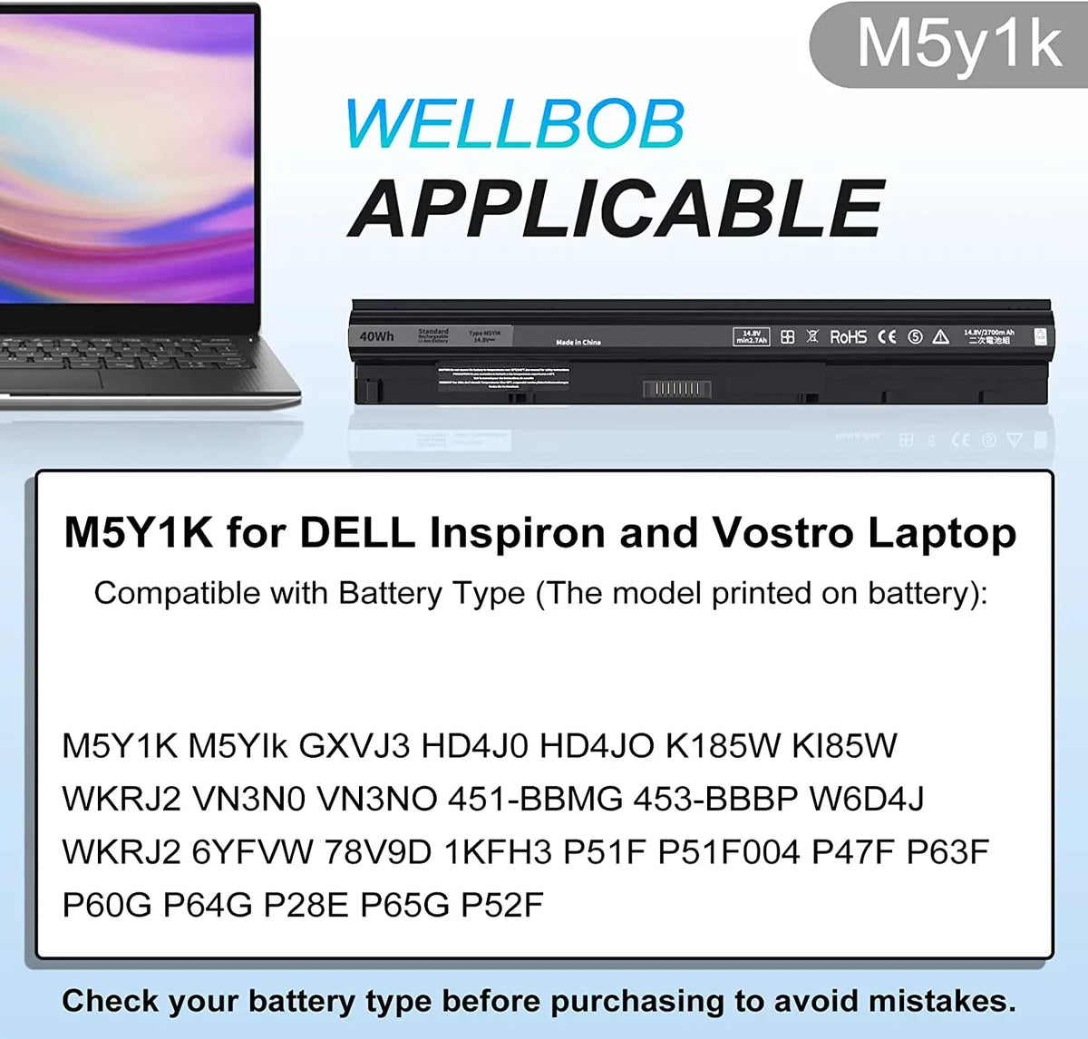 M5Y1K y for Inspiron 5559 5558 y, for Inspiron 15 3000 5000 y 3558 3567 5555 5566 5759,