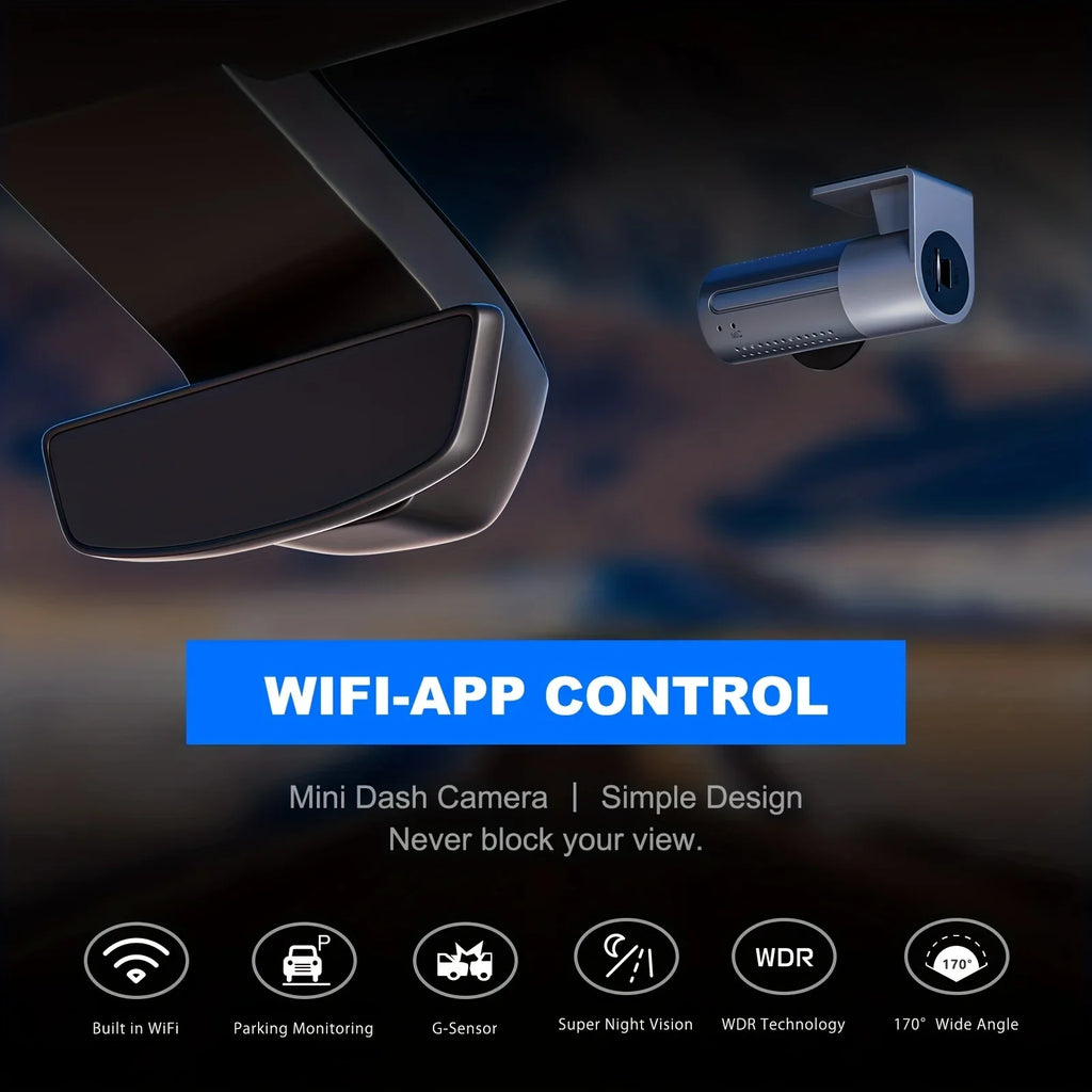 VVCAR A1-2K Smart Dash Cam 2K 1440P Built-in WiFi Car Camera APP Control Loop Recording G-Sensor Night Vision Support 128G MAX