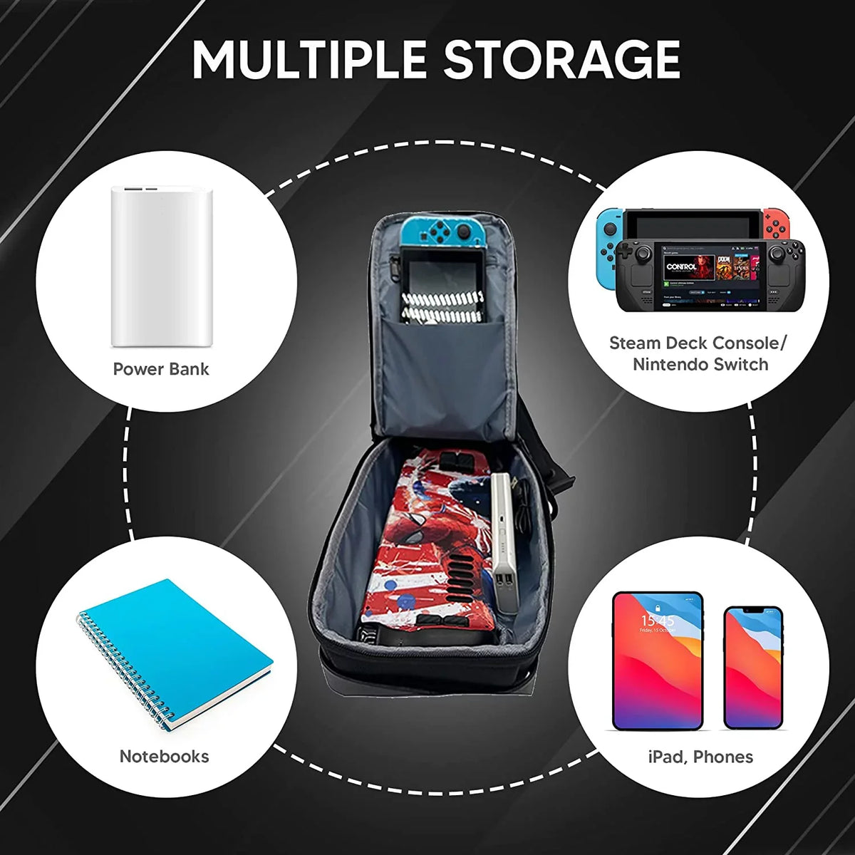 Steam Deck Carrying Case & NIntendo Switch Carrying Bag- Steam Console Carrying Chest Bag for Gamer-Chest Bag with Lock for Gaming Accessoreis Jet