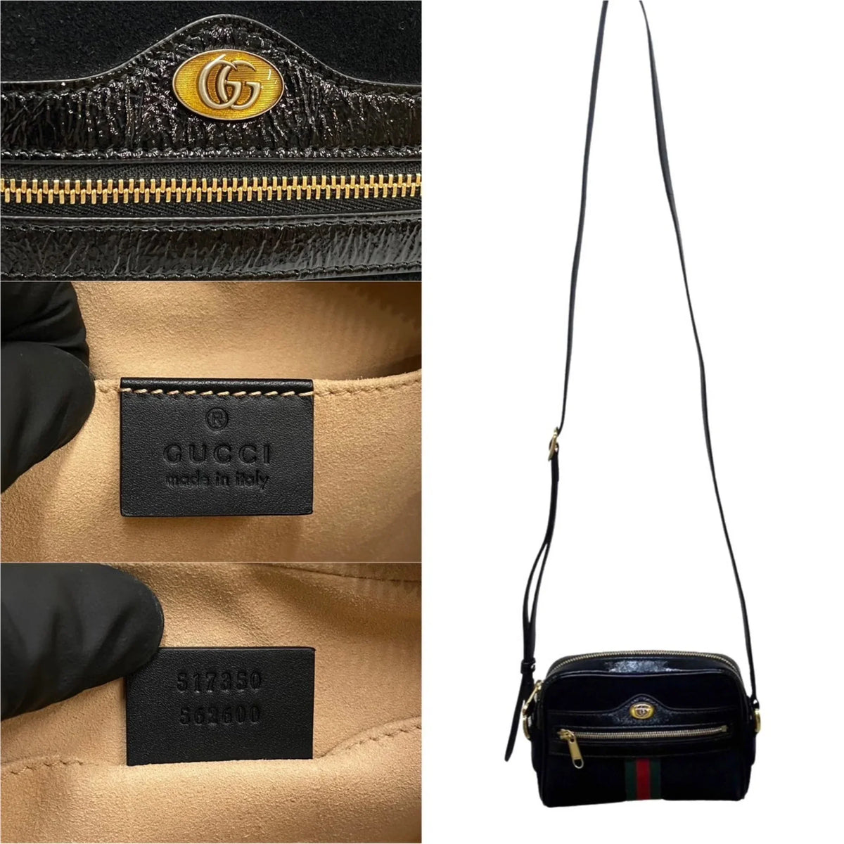 Pre-Owned GUCCI Gucci Ophidia Sherry Line GG Hardware Suede Enamel Leather Genuine Mini Shoulder Bag Dark (Good)