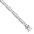 Sterling Silver Rhodium-plated Baguette and Round CZ Bracelet QQX400CZ