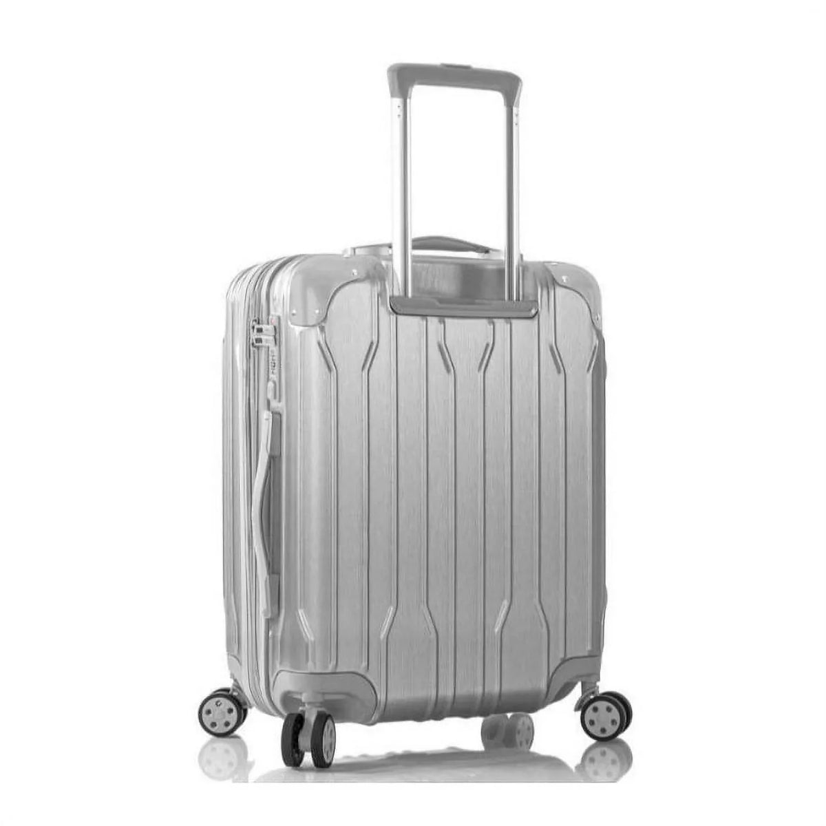 Heys Xtrak 21-Inch Load TSA Combination Lock, Expandable, Telescopic Handle System Carry-On Luggage with Spinner Wheels Silver