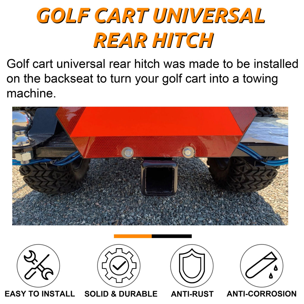Golf Cart Trailer Hitch Receiver 2" Rear Receiver Hitch Kit Club Car EZGO Yamaha Universal Rear Seat Trailer Hitch Receiver