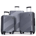 3 Piece Luggage Sets PC+ABS Mass Suitcase with Two Hooks, Spinner Wheels, (20/24/28) Gray