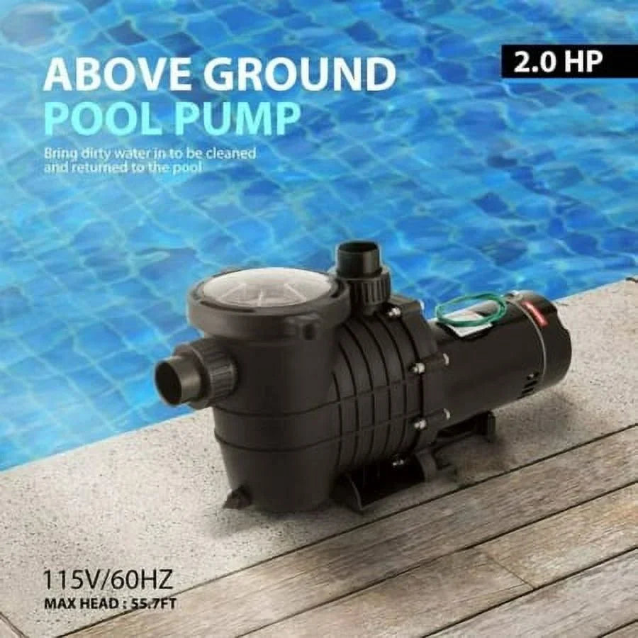 2.0 Swimming Pool Pump Motor w/Strainer Filter In/Above Ground 7080GPH