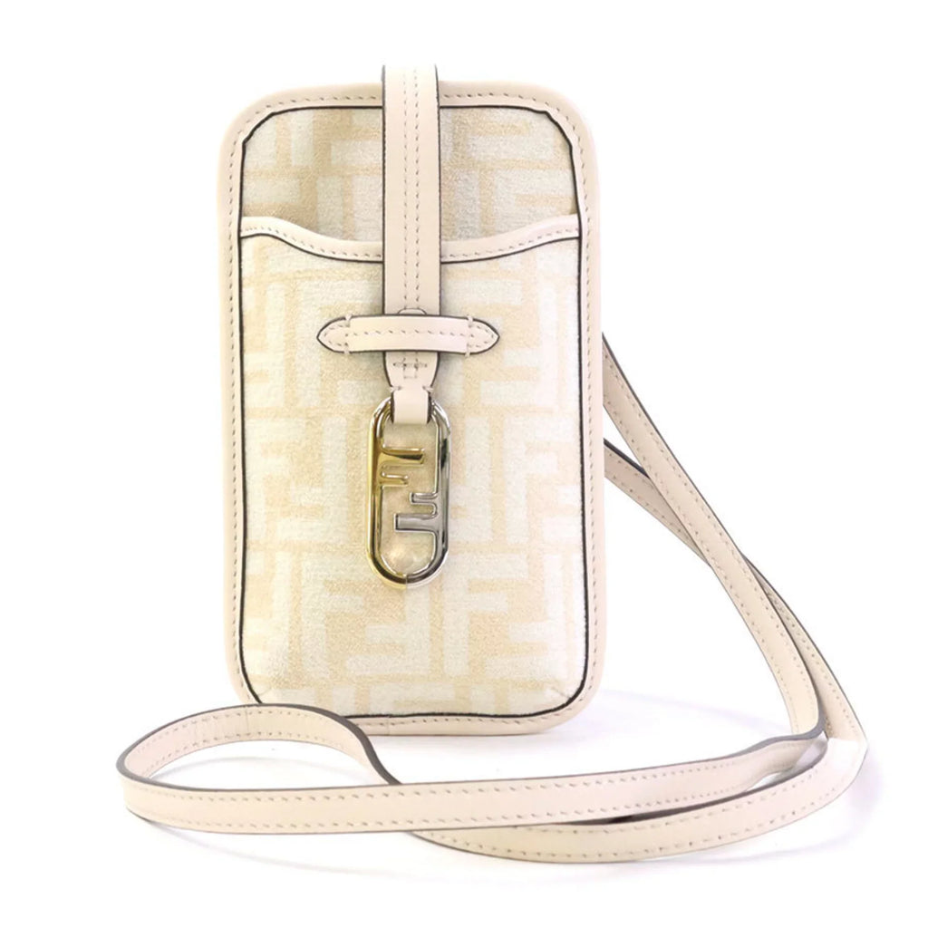 Pre-Owned Fendi FENDI Pouch Phone Orlock Leather/Viscose Pink Beige Women's 7AS131 A7 (Good)