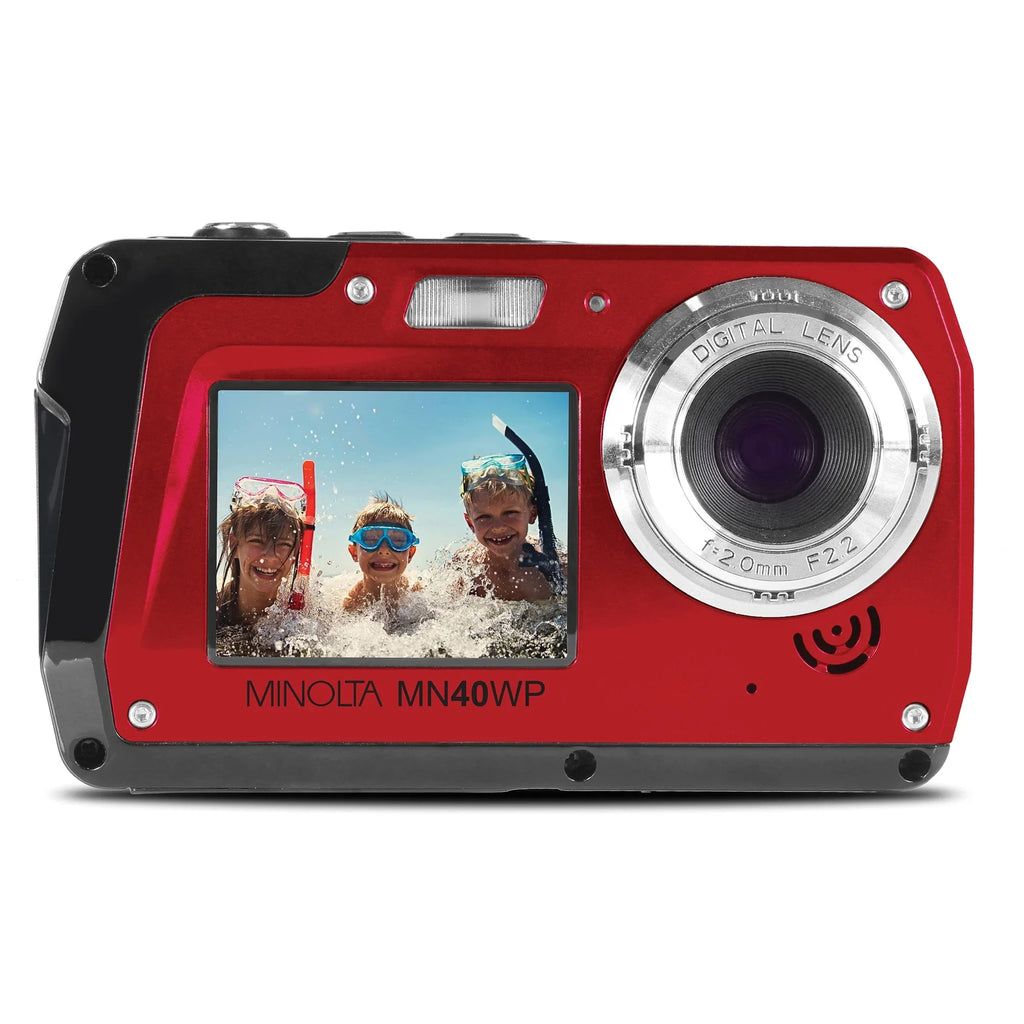 Minolta 48 MP Waterproof Digital Camera, Red