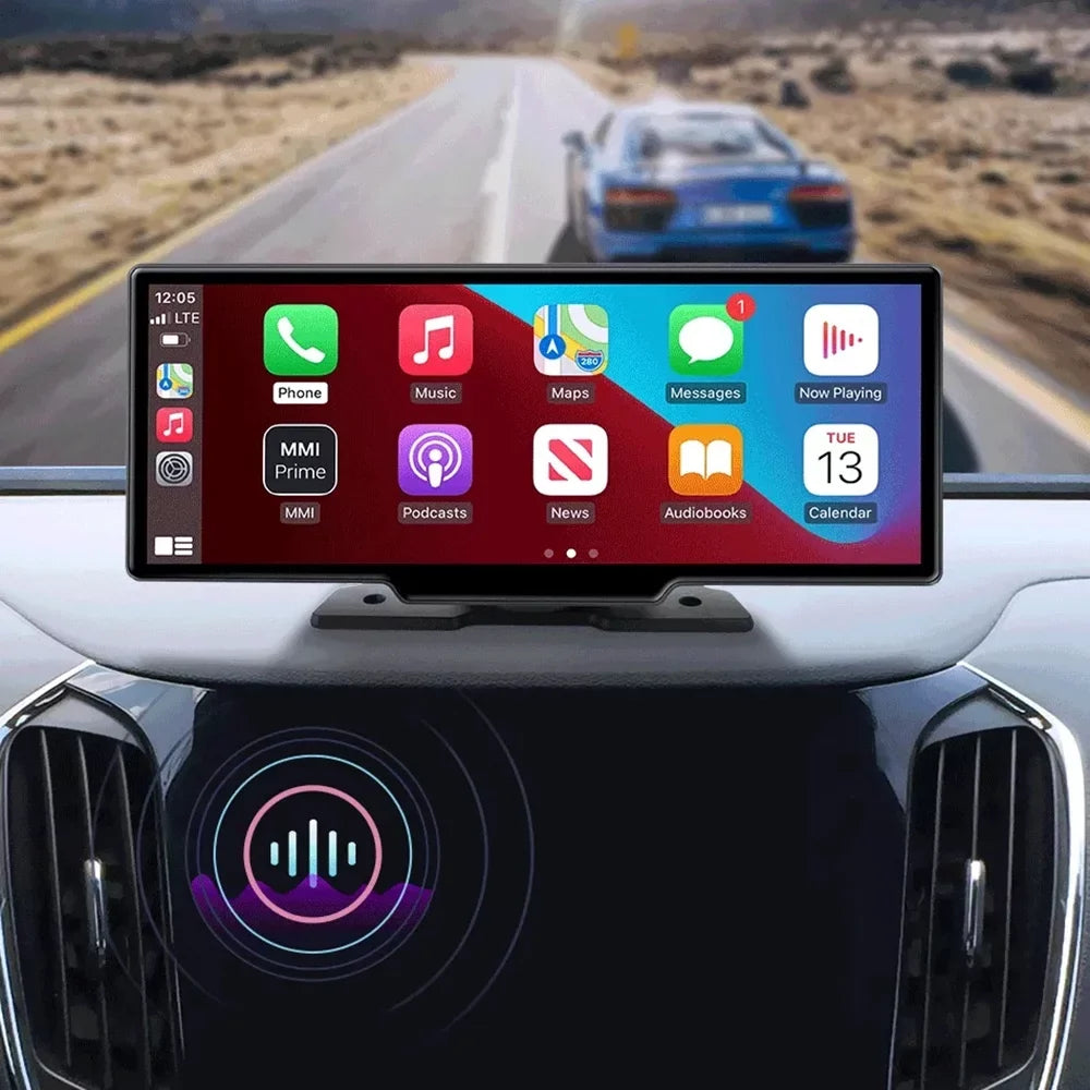 Masslatie 10.26 Inch Dash Cam Carplay & Android Auto DVR GPS Navigation Video Dashboard Mirror Monitor Car DVRS,No Front camera