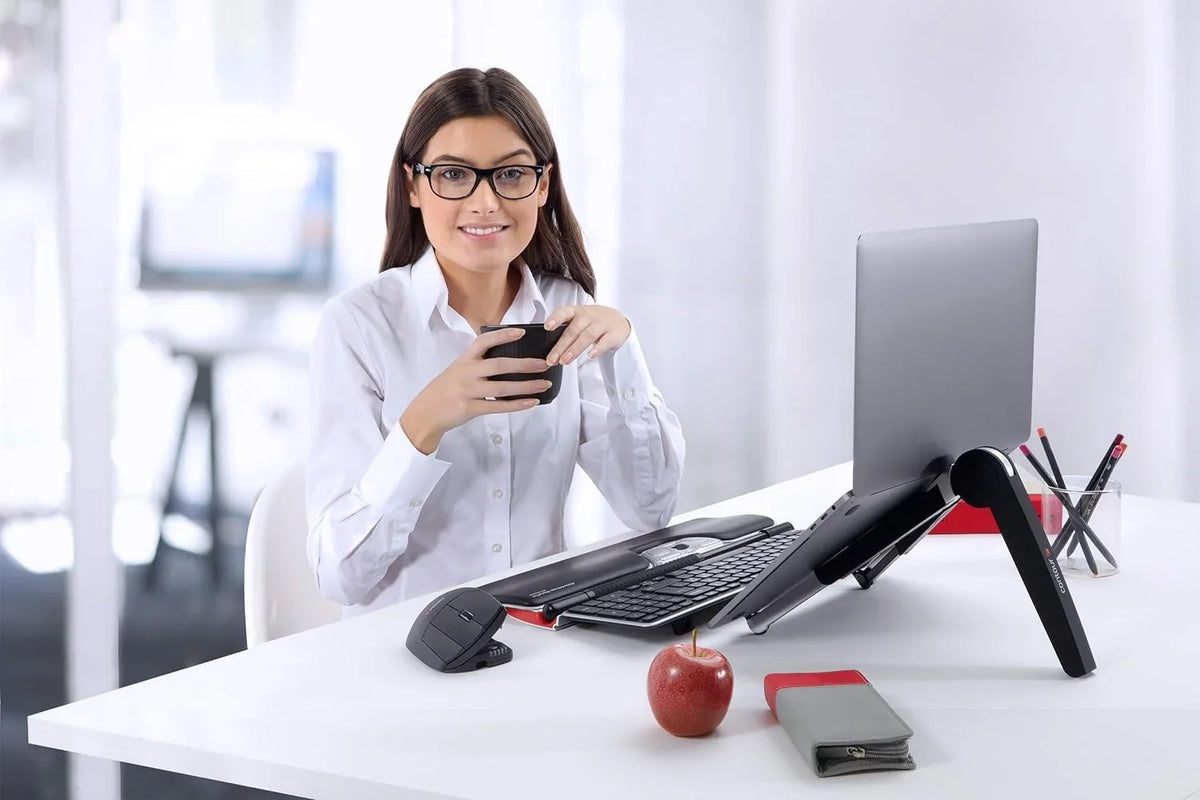 Laptop Stand - Adjustable Computer Stand For Desk To Help Reduce Neck Strain And Fatigue - Premium Ergonomic Support - (Aluminium Dark