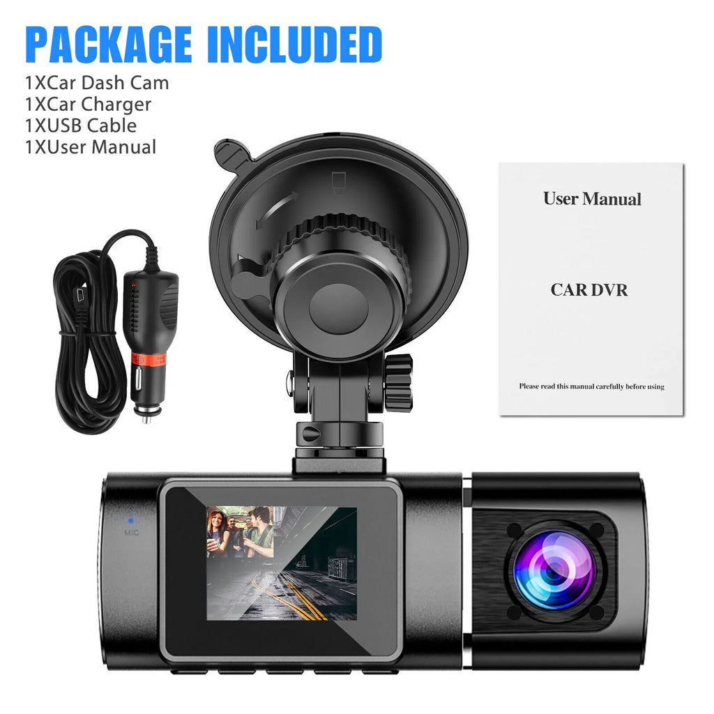 Dual Lens Car DVR Dash Cam Video Recorder G-Sensor 1080P HD Inner Camera