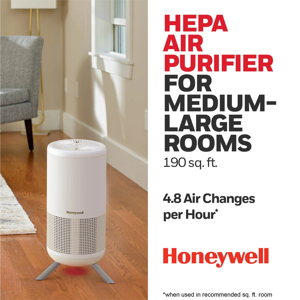 Honeywell Designer Series HEPA Air Purifier Tower, 190 sq ft, White, A830W