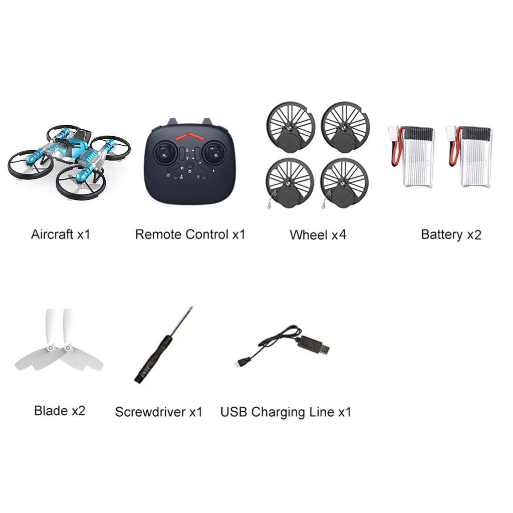 Walmeck Motorcycle , 2 in 1 Land and Air Toy, Beginner,Friendly with One Key Take off/Landing Feature
