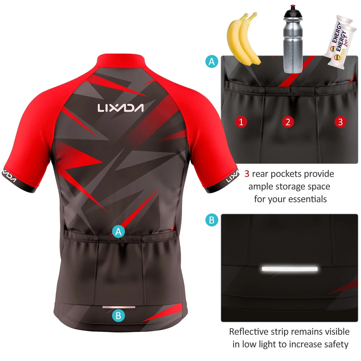 Lixada Cycling Jersey,Breathable Sleeve Bike Shirt And Padded And Padded Mtb Bike Shirt And Men Breathable Sleeve Padded Mtb Suit Eryue Set Men Mewmewcat