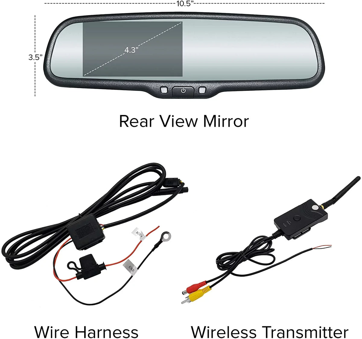 Master Taiaters OEM Rear View Mirror with 4.3” LCD Screen, Wireless Transmitter & Waterproof 170° LED Backup Camera Kit - Universal Fit for All Cars