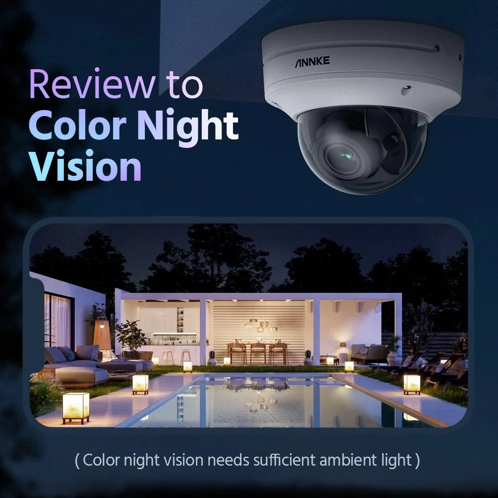 ANNKE 8MP 4K 4X Motorized Varifocals PoE Dome Security Camera,Support 2-Way Audio,Person/Vehicle Detection