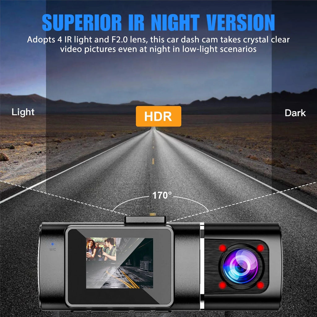 Dual Lens Car DVR Dash Cam Video Recorder G-Sensor 1080P HD Inner Camera