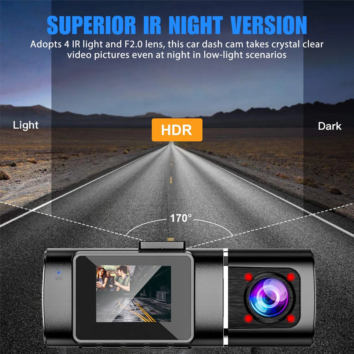 Dual Lens Car DVR Dash Cam Video Recorder G-Sensor 1080P HD Inner Camera