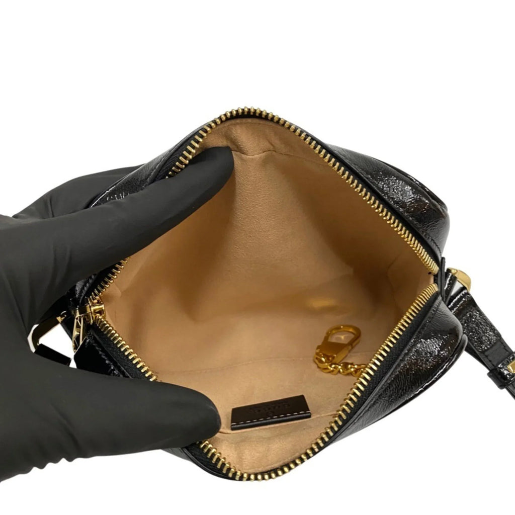 Pre-Owned GUCCI Gucci Ophidia Sherry Line GG Hardware Suede Enamel Leather Genuine Mini Shoulder Bag Dark (Good)