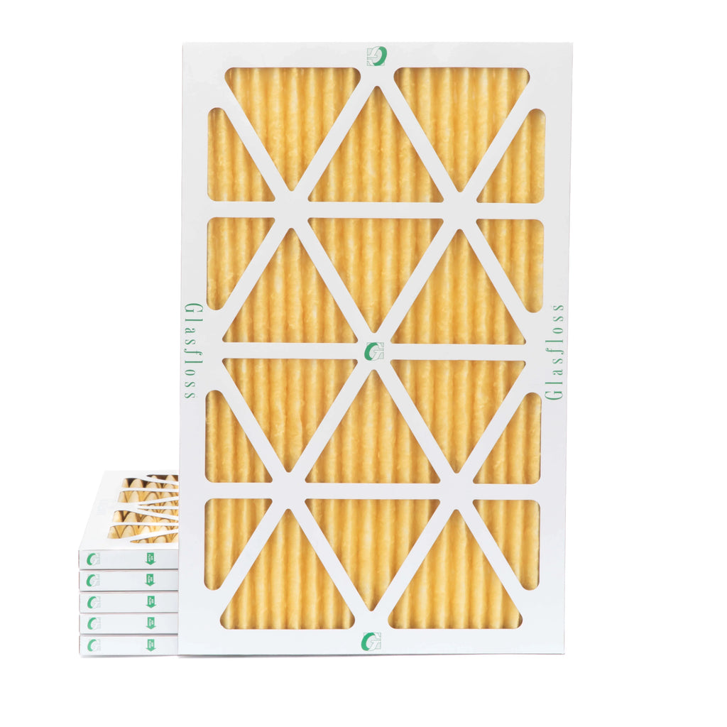 6 Pack of 12x20x1 MERV 11 Pleated Air Filters by Glasfloss. Actual Size: 11-1/2 x 19-1/2 x 7/8