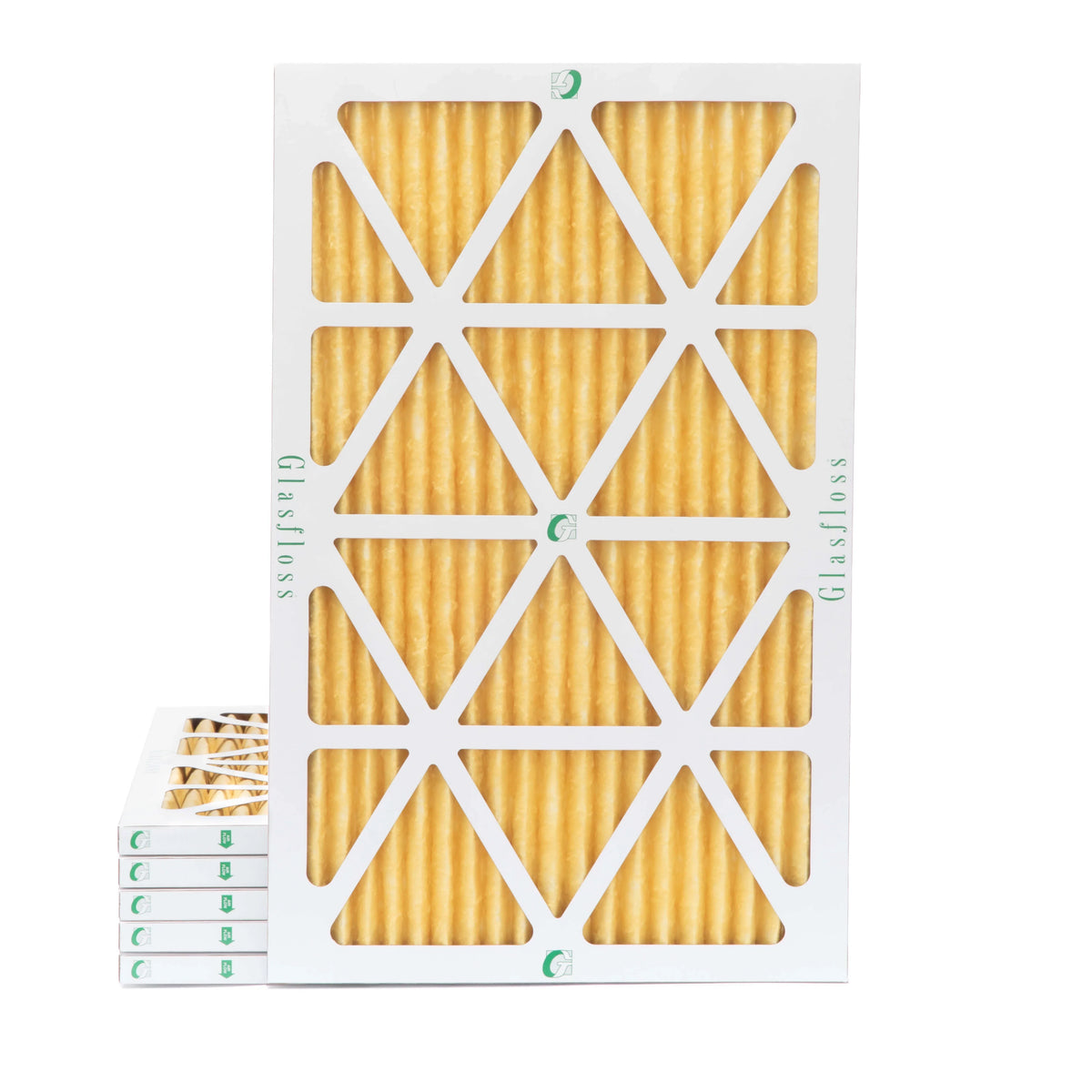 6 Pack of 12x20x1 MERV 11 Pleated Air Filters by Glasfloss. Actual Size: 11-1/2 x 19-1/2 x 7/8