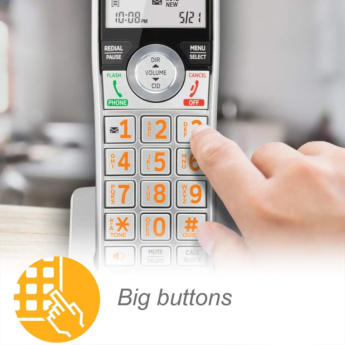 AT&T CL84107 DECT 6.0 Expandable Corded/Cordless Phone with Smart Call Blocker, Jet with 1 Handset