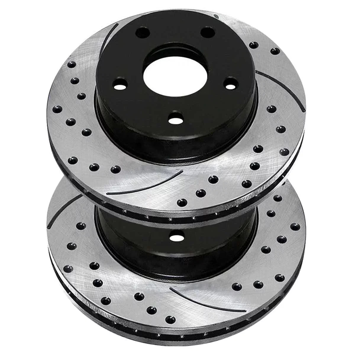 AutoShack Front Drilled Slotted Brake Rotors Dark Pair of 2 Driver and Passenger Side Replacement for 2007-2010 2011 2012 Dodge Caliber 2008-2017 Mitsubishi Lancer 1.8L 2.0L 2.4L AWD FWD PR63039LR