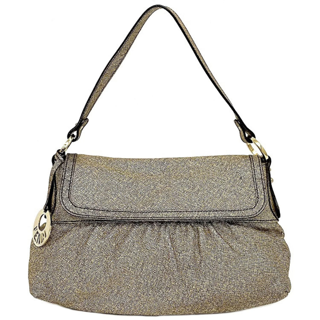 Pre-Owned Fendi Handbag Gold Lame 8BK042 Canvas Leather FENDI Semi-shoulder Bag Flap One Shoulder Ladies (Good)