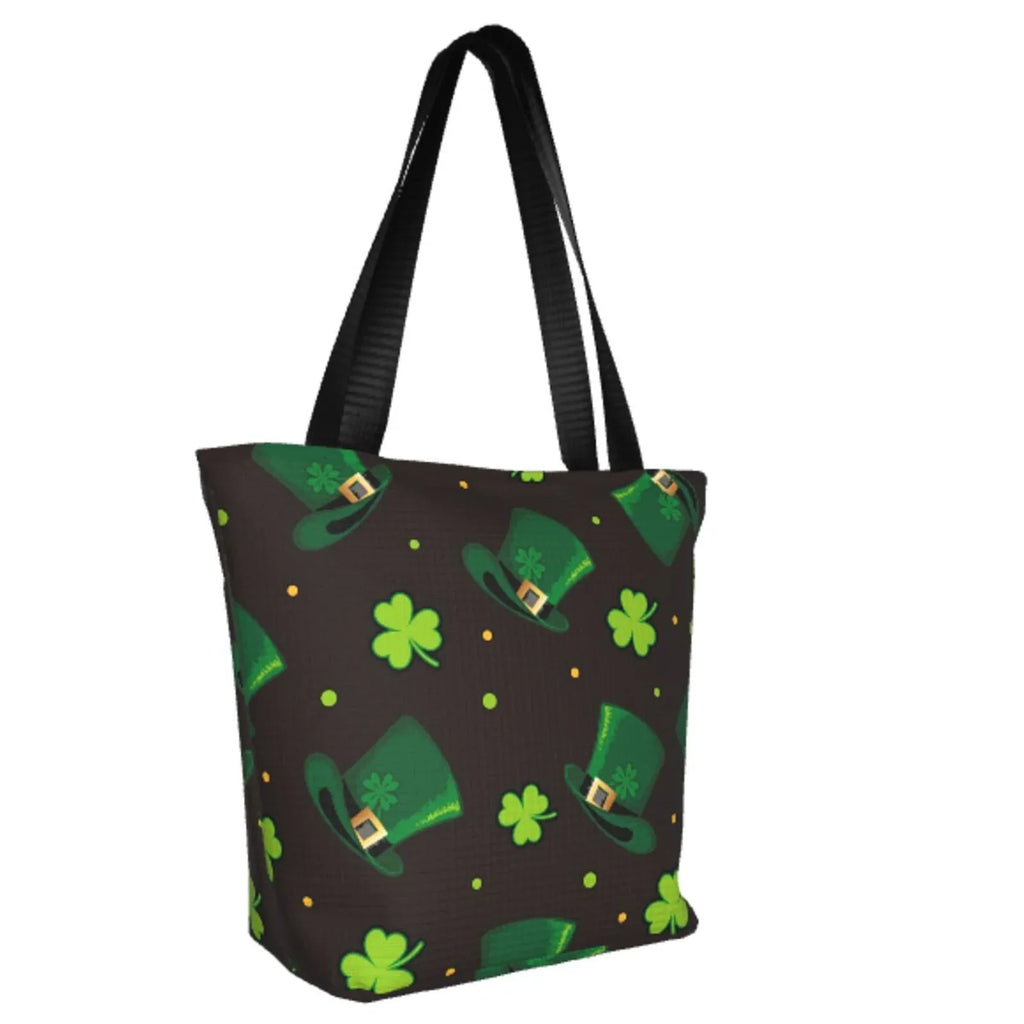Easygdp St. Patrick's Day8 Stylish Canvas Handbag Shoulder Tote Bag, Shopping Bag with Zip, Suitable for Buying Groceries, Office, Fitness