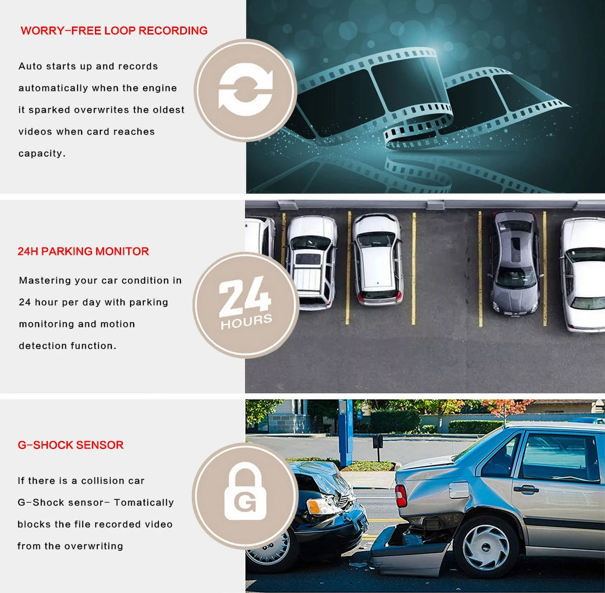 10-inch Touch Mirror Car Camera Dashcam, 1080P FHD Full Touch Screen Front and Rear View, Super Night Vision Parking Assistance, Camera for Cars Loop Recording Streaming Media 170°Wide Angle
