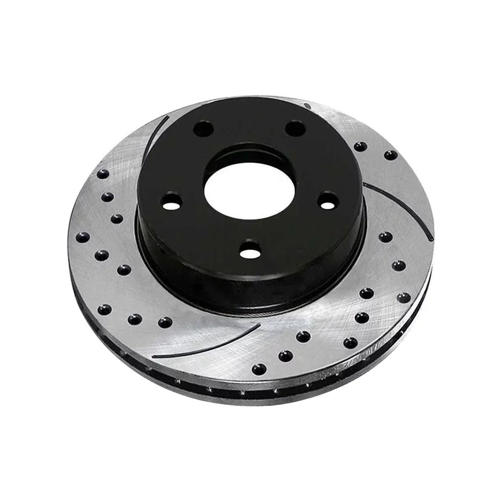 AutoShack Front Drilled Slotted Brake Rotors Dark Pair of 2 Driver and Passenger Side Replacement for 2007-2010 2011 2012 Dodge Caliber 2008-2017 Mitsubishi Lancer 1.8L 2.0L 2.4L AWD FWD PR63039LR