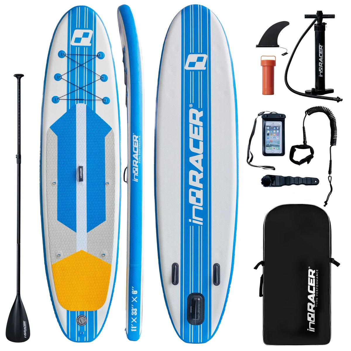 inQracer Inflatable Stand Up Paddle Board - 11ft x 33in x 6in - 29.7 - Discover ultimate balance and convenience with our premium SUP board and accessory kit!