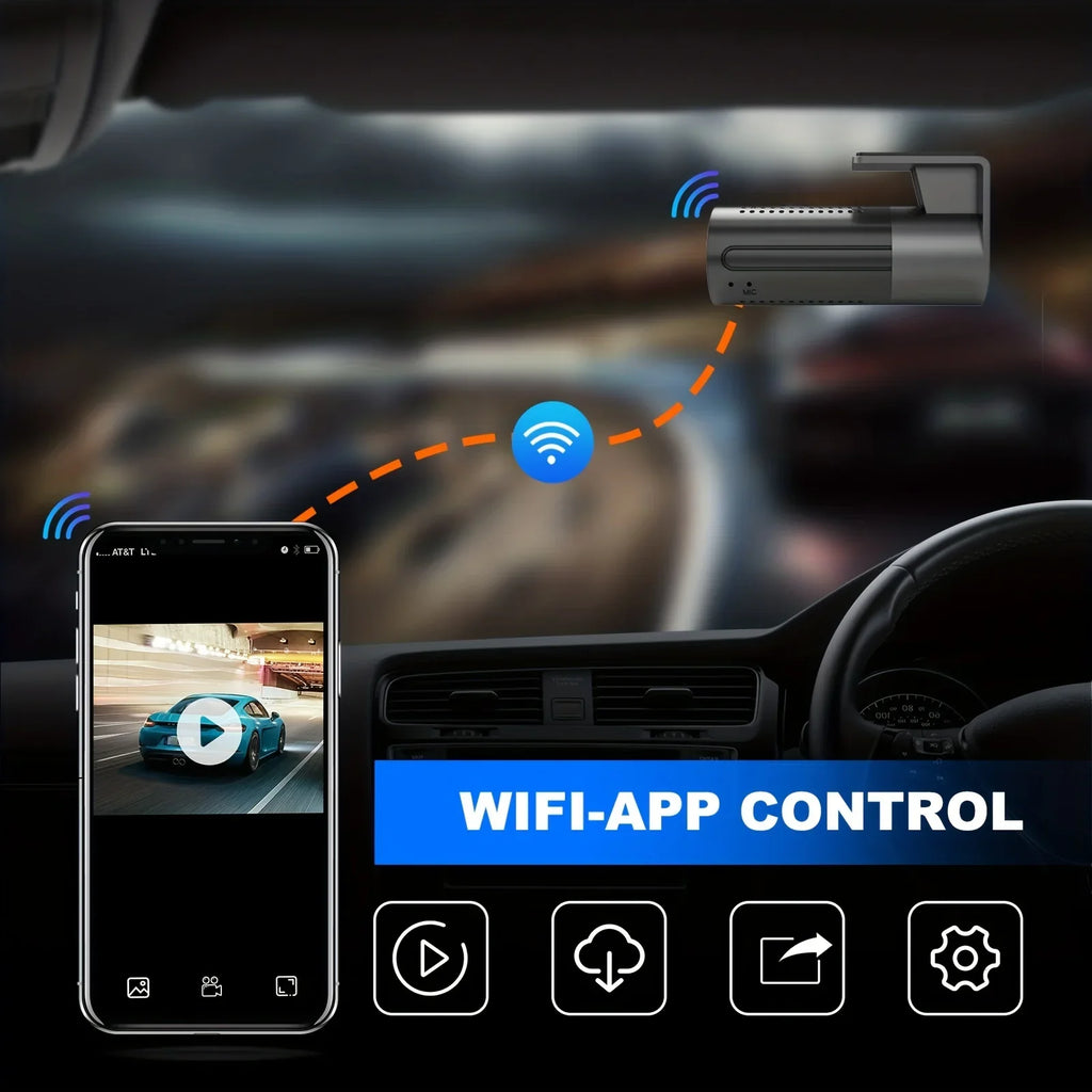 VVCAR A1-2K Smart Dash Cam 2K 1440P Built-in WiFi Car Camera APP Control Loop Recording G-Sensor Night Vision Support 128G MAX